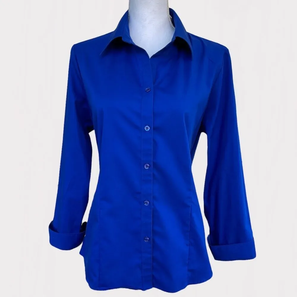 Drapers & Damons Blue 💯 Cotton Button Down Shirt Sz 12 - Picture 1 of 8